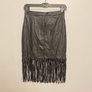 Faux Leather Fringe Skirt